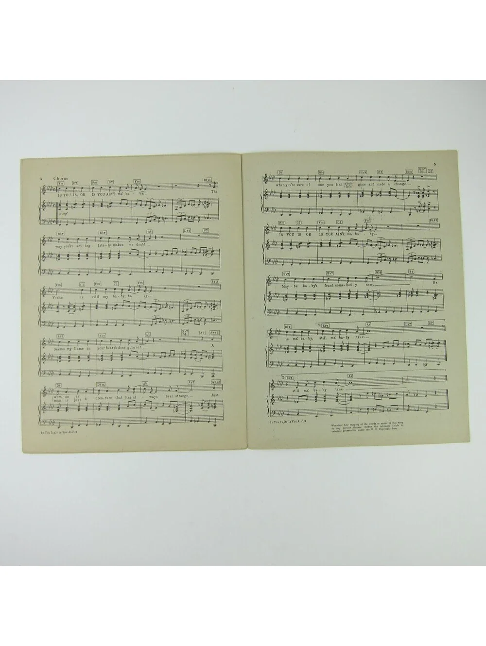 Sheet Music Is You Is Or Is You Ain't Ma Baby Follow the Boys Movie Vintage 1944